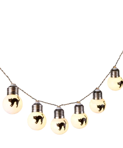 For Living Cat String Lights With 10 LED Bulbs, Outdoor Halloween Décor, Silver, 5 1/2-ft