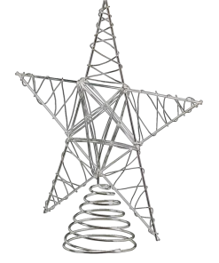 For Living Christmas Decoration Wire Start Tree Topper, Silver, 10-in