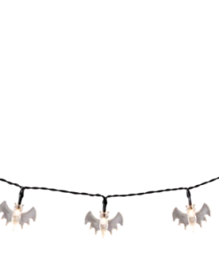 For Living Battery-Operated Bat LED String Lights, Indoor Halloween Decor, White, 6 1/4-ft