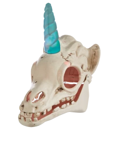 For Living Light Up Skeleton Unicorn Head With LED Lights For Halloween, White, 11-in