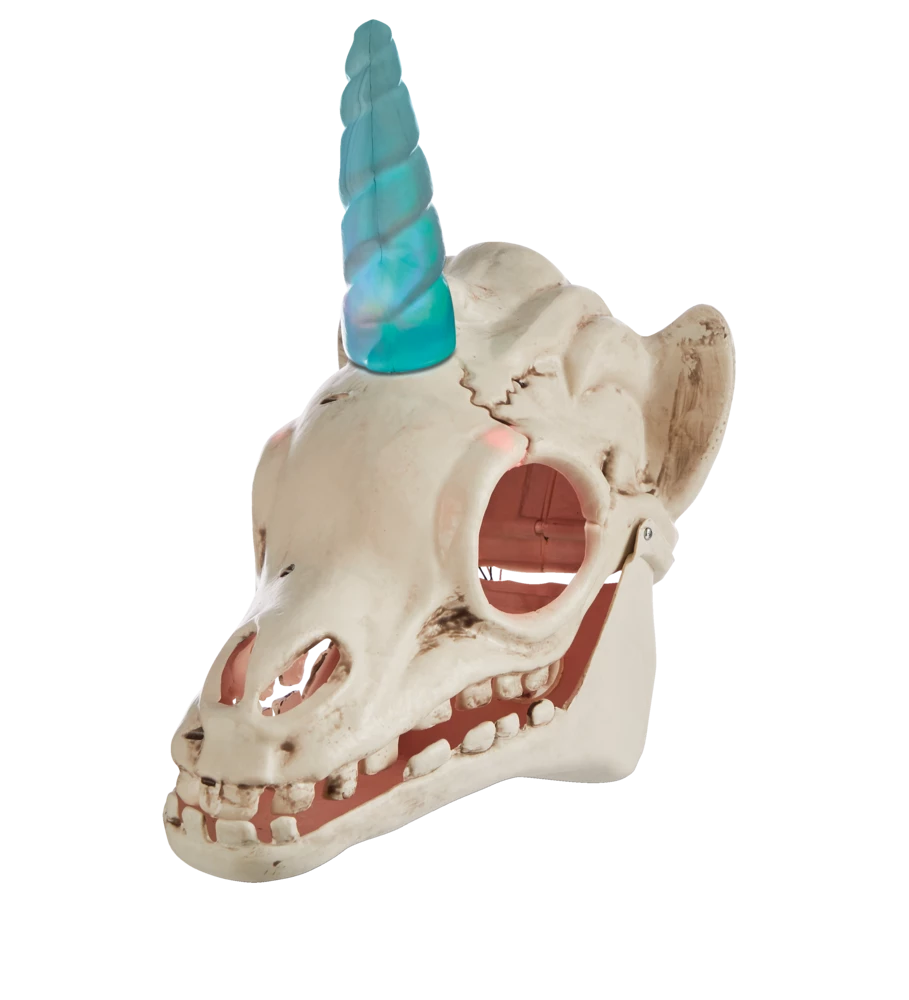 For Living Light Up Skeleton Unicorn Head With LED Lights For Halloween, White, 11-in