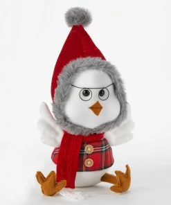 For Living Sitting Christmas Decoration Bird With Short Legs, Red, 11-in