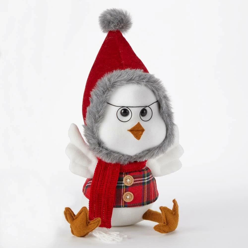 For Living Sitting Christmas Decoration Bird With Short Legs, Red, 11-in