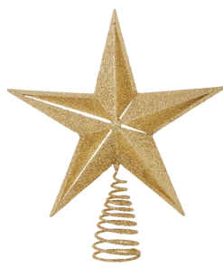For Living Christmas Glittering Decoration Star Tree Topper, Gold, 12-in