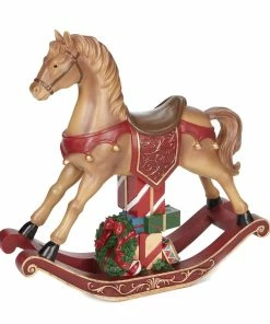 For Living Resin Christmas Rocking Horse Décor, 13-in