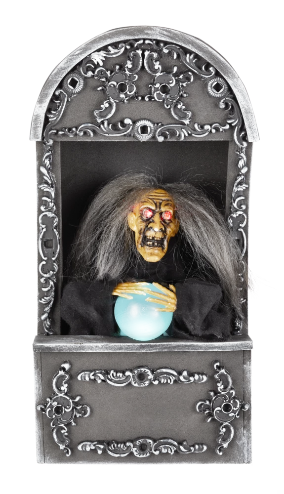 For Living Animated Fortune Teller, LED Light And Sound Sensor For Halloween, Black, 15-in