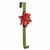 FOR LIVING Metal Christmas Hanging Decoration Artificial Poinsettia Wreath Hanger, 15-in