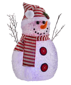 For Living Acrylic Battery Operated Light-Up Christmas Decoration Snow Man, 16-in