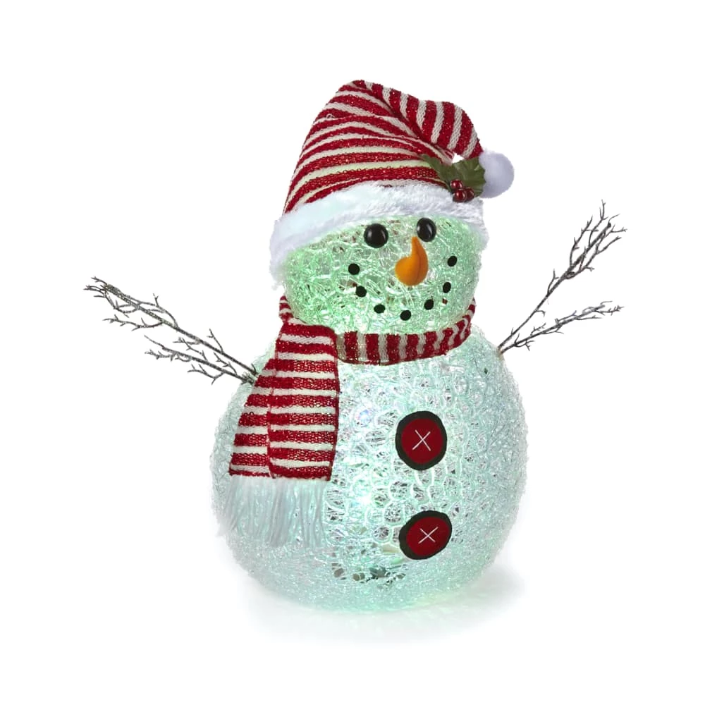 For Living Acrylic Battery Operated Light-Up Christmas Decoration Snow Man, 16-in - Image 2