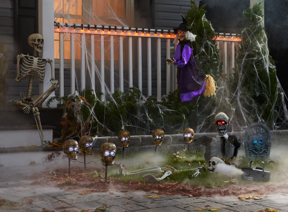 For Living Flying Witch Broom, LED Light Eyes, Sound Sensor For Halloween, Purple, 18-in - Image 3