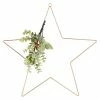 For Living Metal Christmas Decoration Star Wreath With Faux Greenery, Gold, 18-in