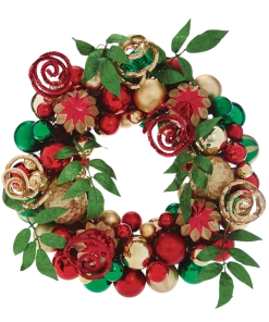 For Living Christmas Glittering Decoration Artificial Vine Wreath, 18-in