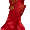 For Living Christmas Glittering Decoration Poinsettia Stocking, Red, 18-in
