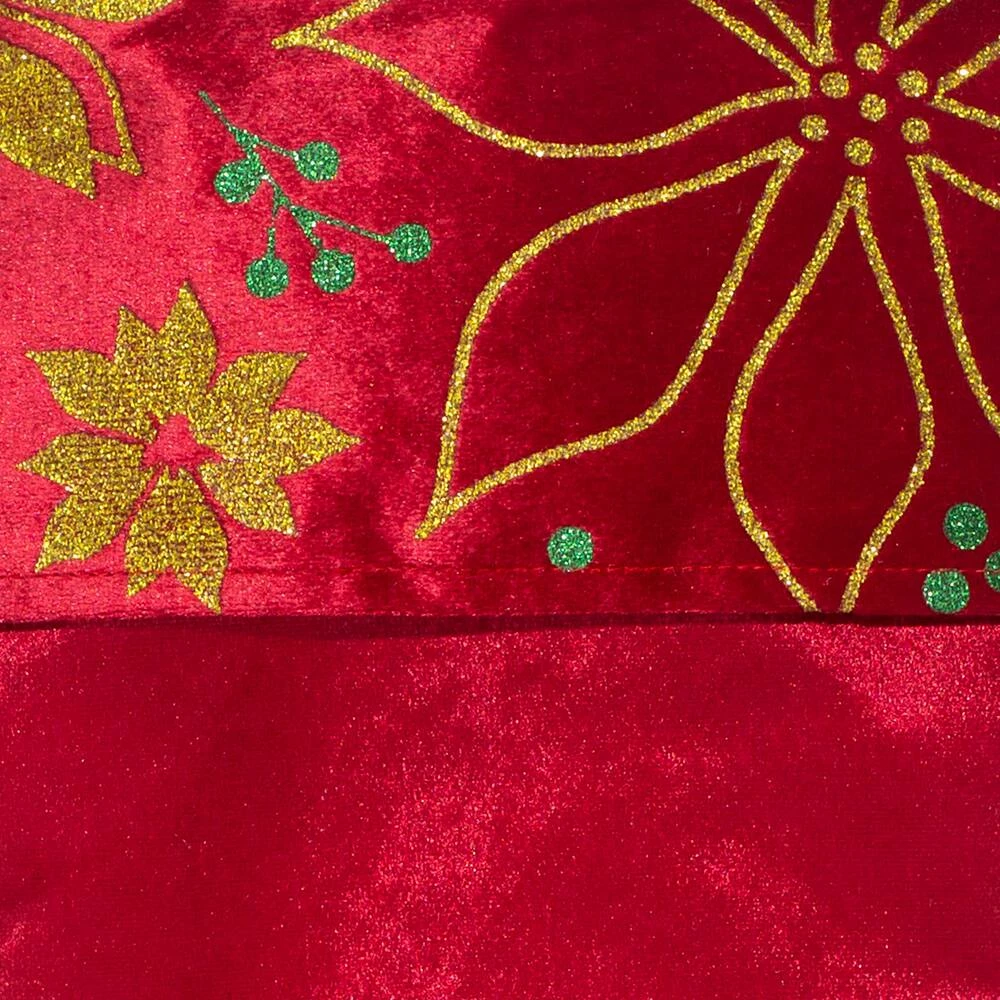 For Living Christmas Glittering Decoration Poinsettia Stocking, Red, 18-in - Image 2