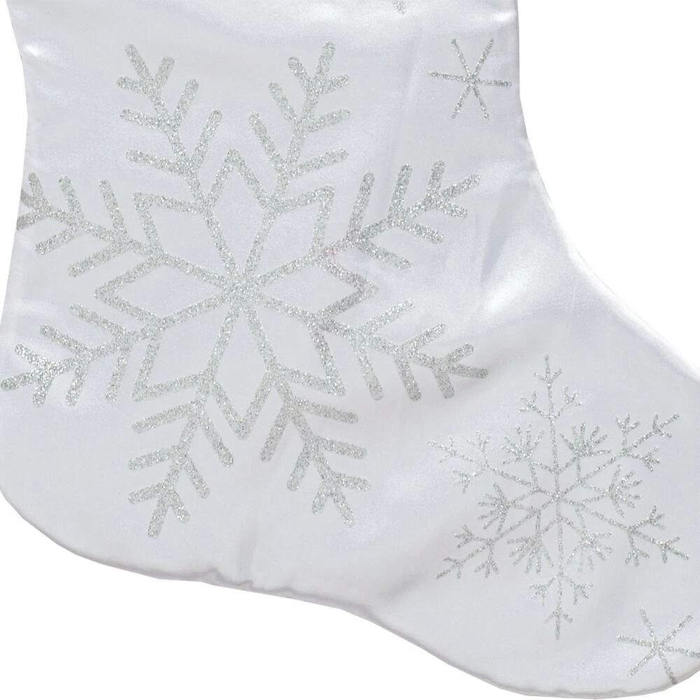 For Living Christmas Glittering Decoration Snowflake Stocking, White, 18-in - Image 2