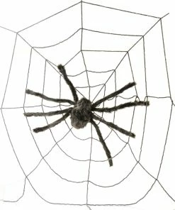 For Living Big Spider With 60-in Web Kit, Outdoor Scary Halloween Decorations, Grey, 2-pc