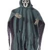 For Living Hanging Ghost With Bone Hands, Scary Halloween Party Decorations, Black, 21-in