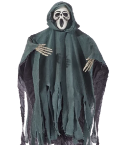 For Living Hanging Ghost With Bone Hands, Scary Halloween Party Decorations, Black, 21-in