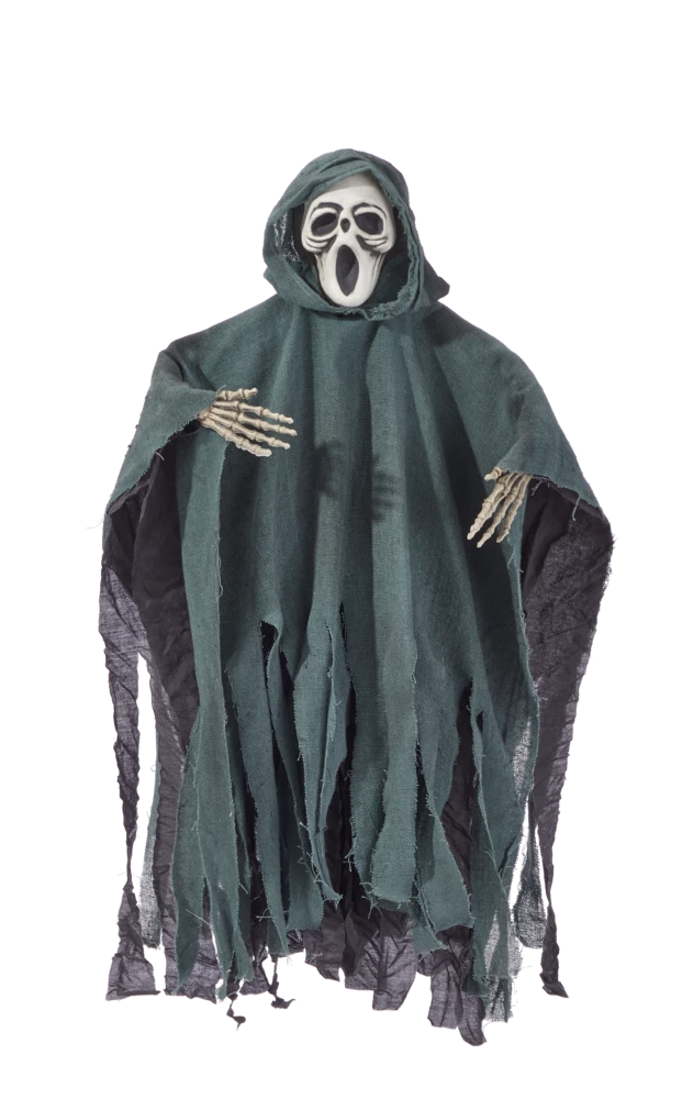 For Living Hanging Ghost With Bone Hands, Scary Halloween Party Decorations, Black, 21-in
