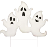 For Living Metal Ghost Stake, Spooky Outdoor Halloween Decorations, White, 23-in