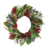 For Living Christmas Decoration Artificial Wreath With Pinecones, Berries & Burlap Bows, 24-in