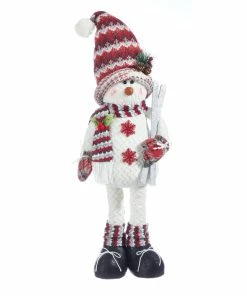 For Living Standing Christmas Decoration Skiing Snowman, White, 25-in