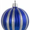 For Living Decoration Pumpkin Ball Christmas Ornament, Blue Stripe, 250-mm