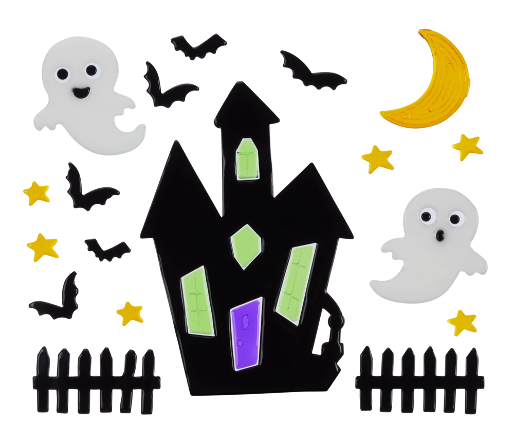 For Living Gel Clings, Easy To Apply And Reusable For Halloween, Assorted Styles, 11 3/4-in