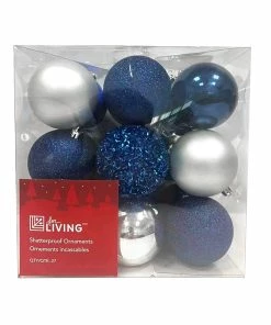 For Living Decoration Ball Christmas Ornament Set, Blue, 80-mm, 27-pc