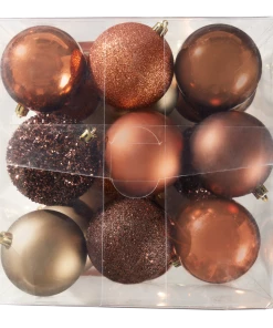 For Living Sugar Brown Shatterproof Ornament Set, 27-pc