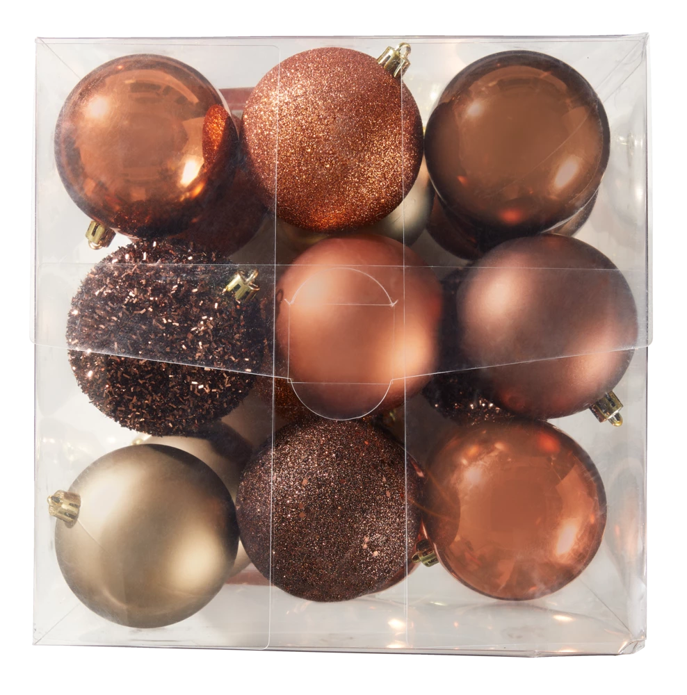 For Living Sugar Brown Shatterproof Ornament Set, 27-pc