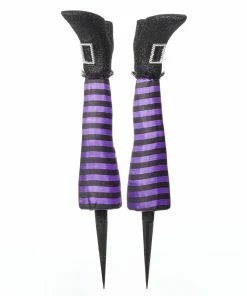For Living Witch Feet Kit, Easy To Stake, Outdoor Halloween Décor, Assorted Colours, 2-pc