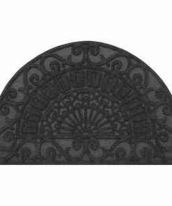 For Living Half Moon Contours Rubber Door Mat, Cocoa, 2 X 3-ft