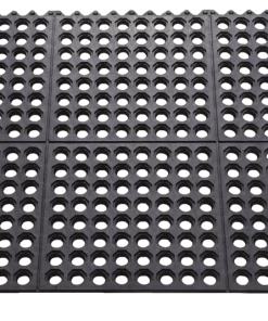 For Living Hex Tile Indoor/Outdoor Rubber Mat, Black, 24-in X 36-in