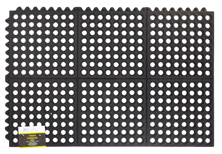 For Living Hex Tile Indoor/Outdoor Rubber Mat, Black, 24-in X 36-in - Image 3