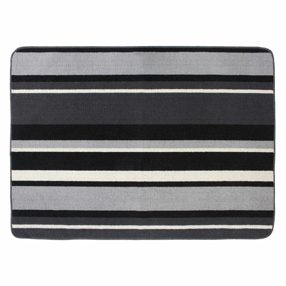 For Living Karlin Indoor Striped Floor Mat, Charcoal, 2-ft X 5-ft