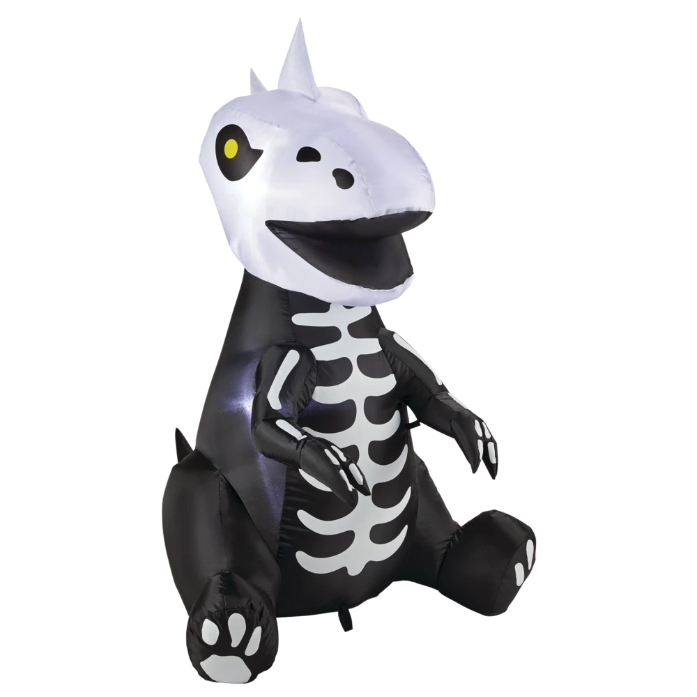 For Living Inflatable Skeleton Dinosaur With LED Lights, Halloween Decorations, 3 1/2-ft