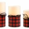 For Living Wax Flameless LED Decoration Candles, Buffalo Check, 3-pc