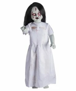 For Living Light Up Zombie Girl With LED Lights, Sound Sensor For Halloween, White, 3-ft