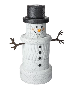 For Living Christmas Tire Snowman Store Décor, White, 4-ft