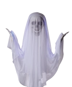 For Living Animated Floating Ghost With LED Lights And Sound For Halloween, White, 48-in