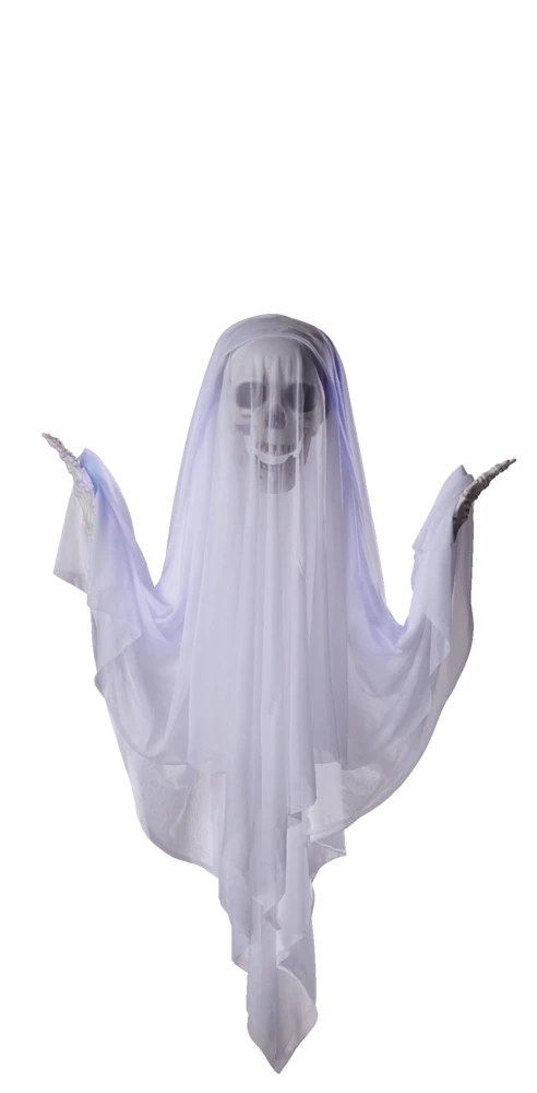 For Living Animated Floating Ghost With LED Lights And Sound For Halloween, White, 48-in