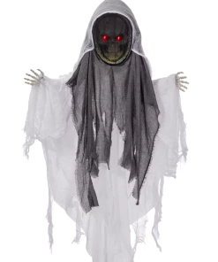 For Living Light Up Hanging Faceless Reaper With Sound Sensors For Halloween, White, 4-ft