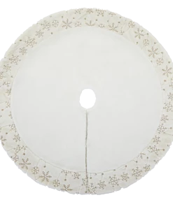 For Living Christmas Glittering Decoration Snowflake Tree Skirt, White, 48-in