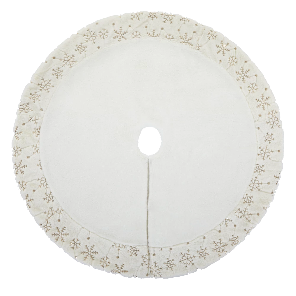 For Living Christmas Glittering Decoration Snowflake Tree Skirt, White, 48-in