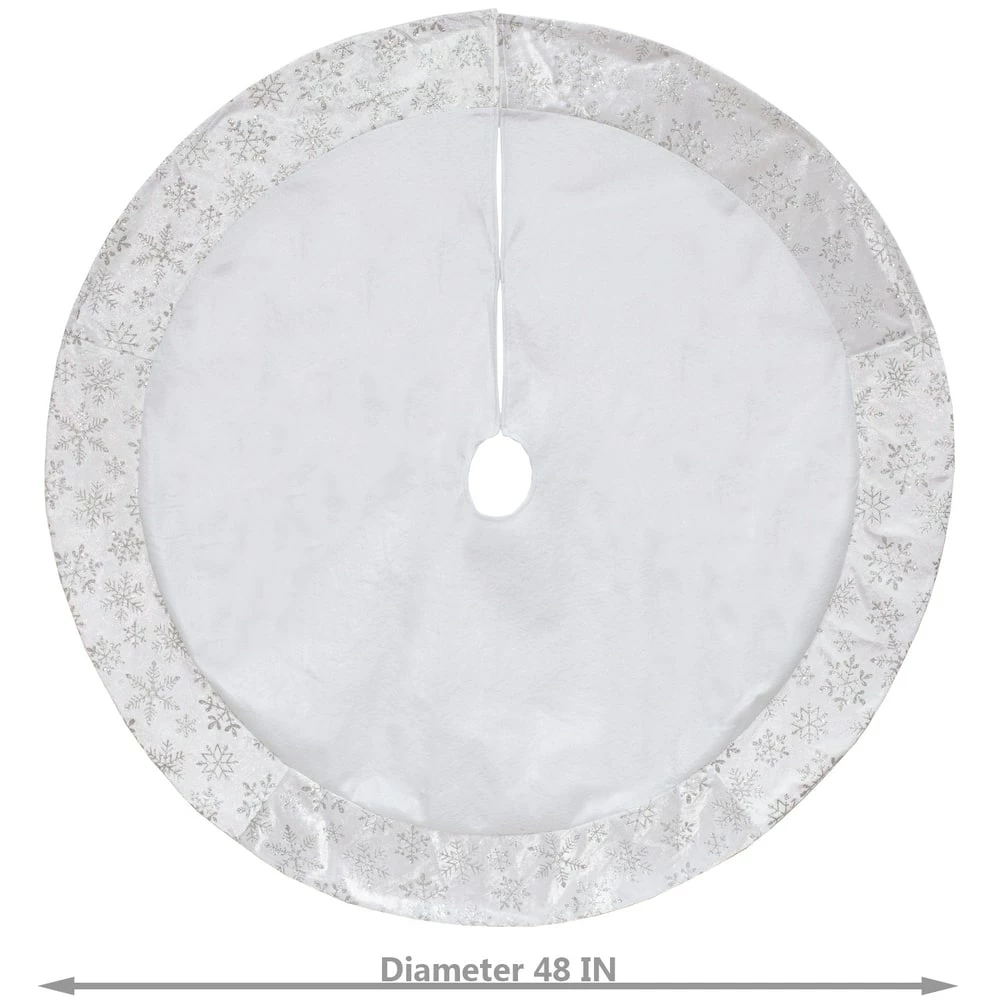 For Living Christmas Glittering Decoration Snowflake Tree Skirt, White, 48-in - Image 3