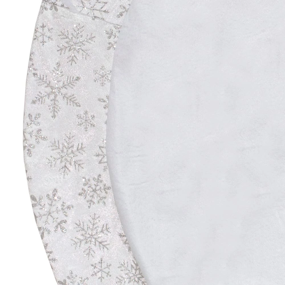 For Living Christmas Glittering Decoration Snowflake Tree Skirt, White, 48-in - Image 2