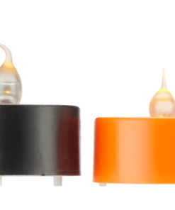 For Living Tea Lights Kit With ON/OFF Switch For Halloween Décor, Orange, 1 1/2-in, 4-Pc
