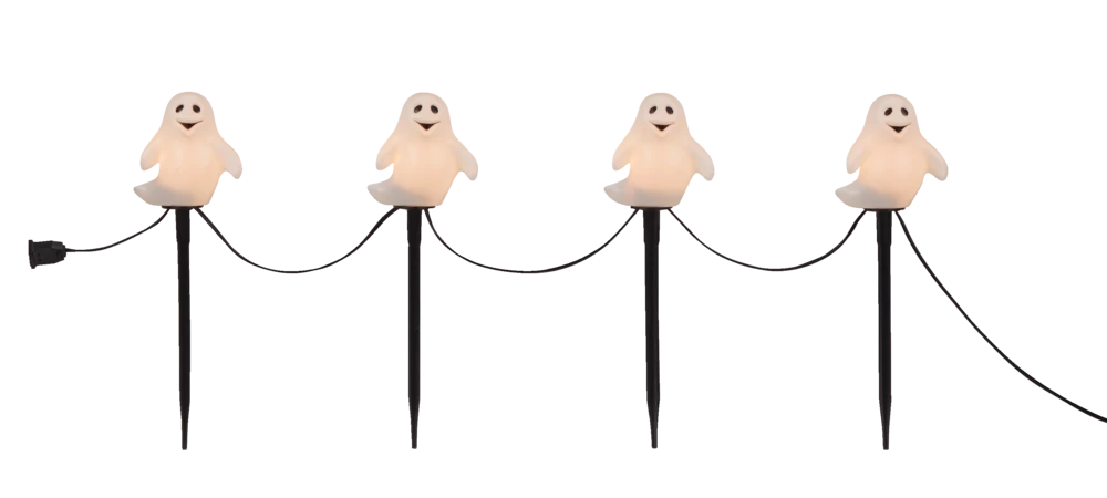 For Living Ghost Lawn Stakes Kit With LED Lights For Halloween, Black, 14 1/2-in, 4-pc