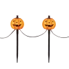 For Living Pumpkin Lawn Stakes Kit With LED Lights For Halloween Decor, Black, 14-in, 4-pc